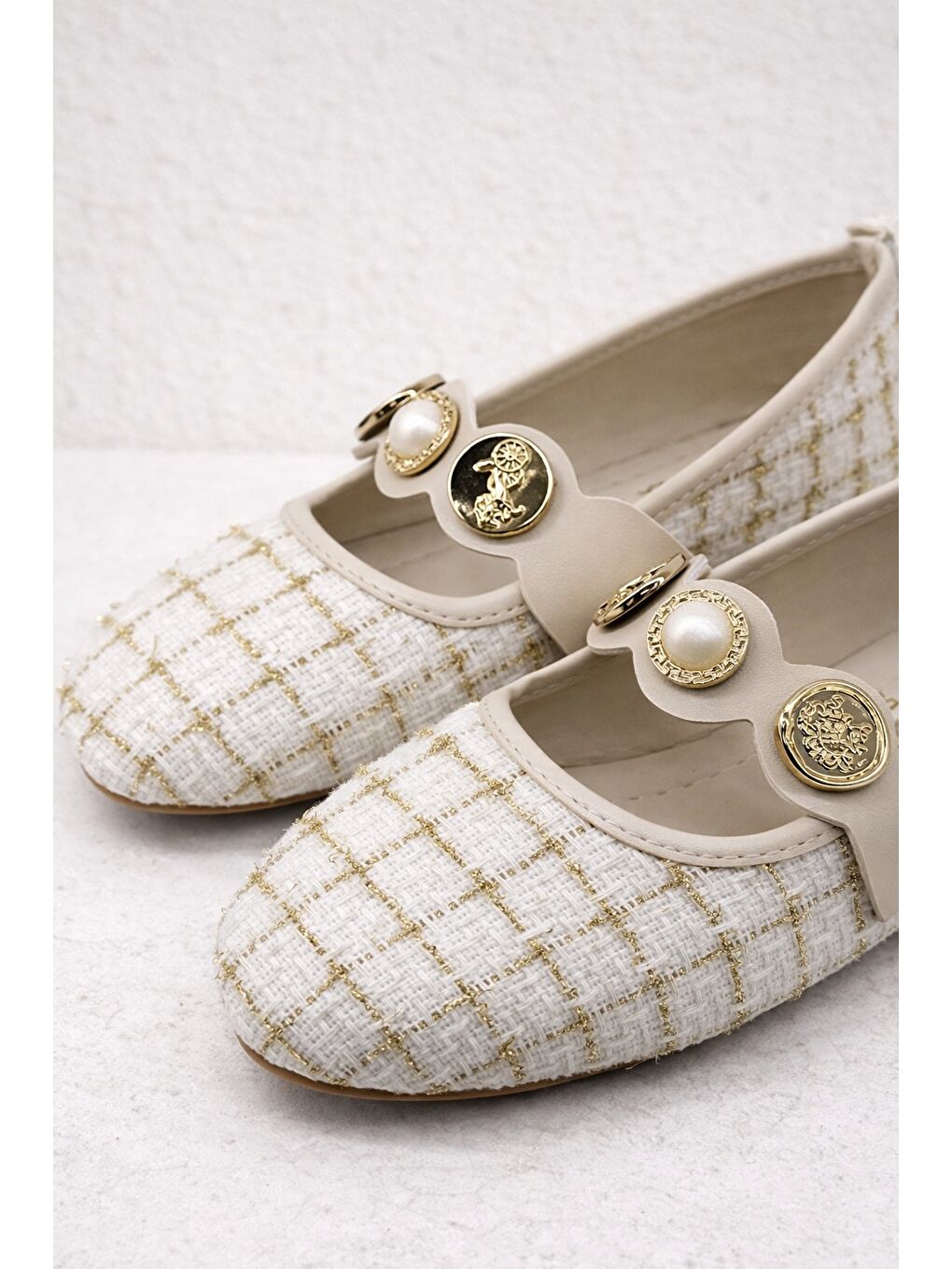 Beyaz SH-250 Tiftikli Turalı Babet Günlük Kadın Ayakkabı Mary Jane Ev Babeti-1