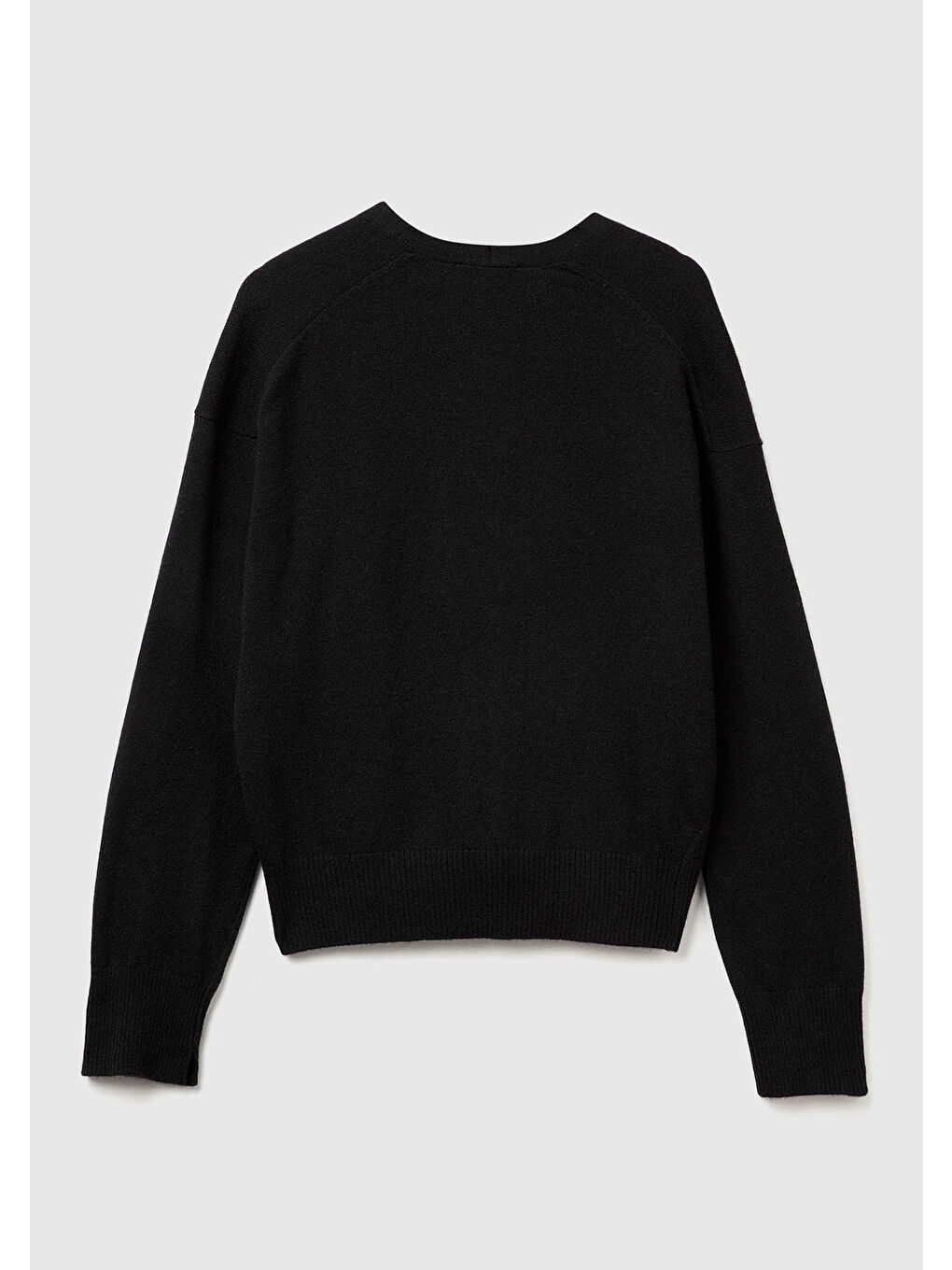 Siyah Kadın Sİyah Yün ve Kaşmir Karışımlı Ribana Detaylı Düğmeli Hırka-3