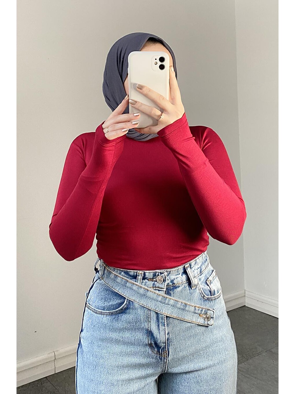 Bisiklet Yaka Düz Renk Body Kırmızı-1
