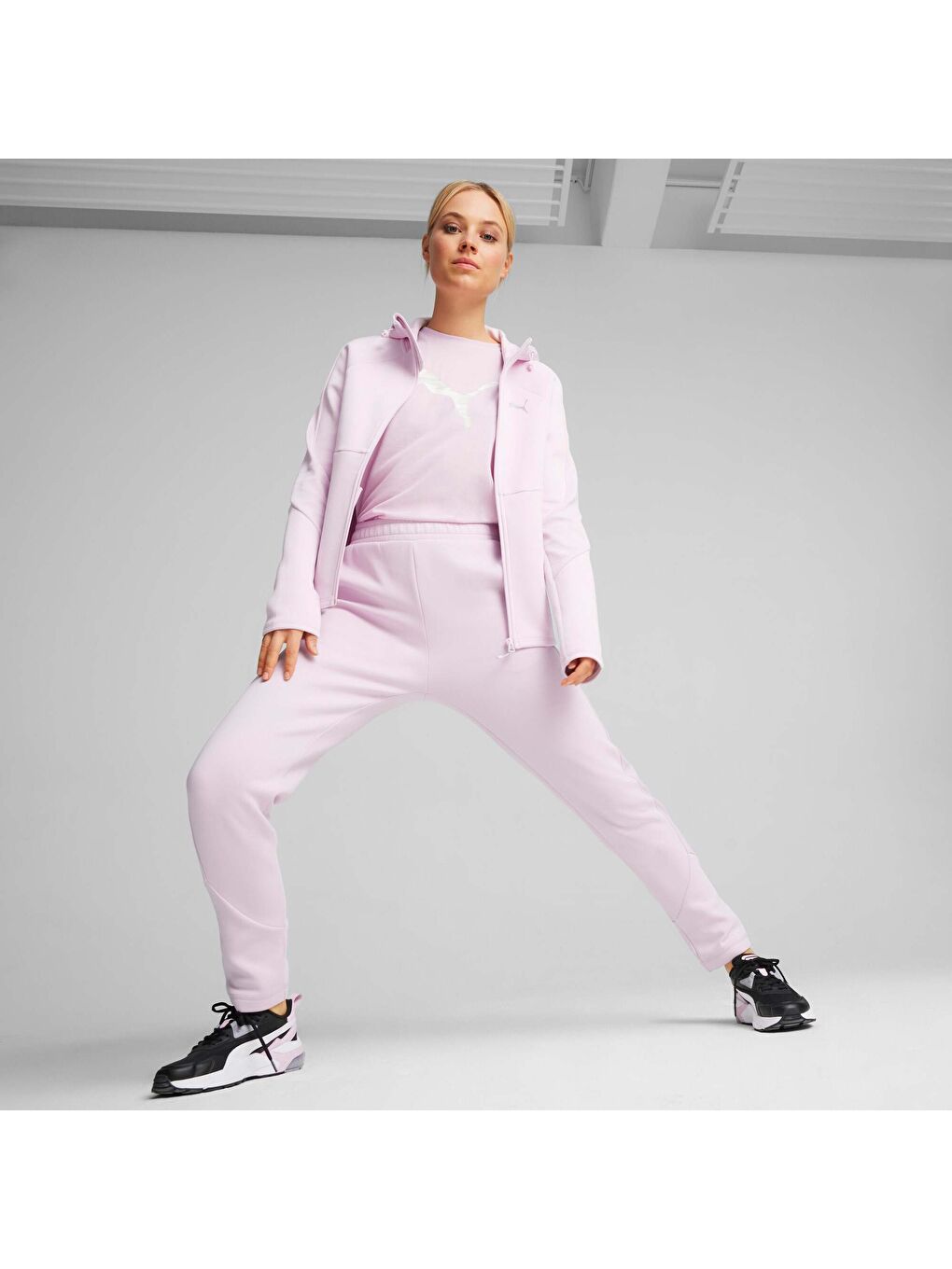 Pembe EVOSTRIPE Kadın Yüksek Eşofman Altı