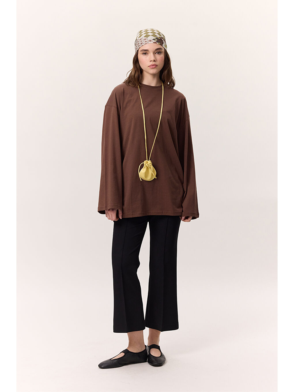 Geniş Kol Oversıze Tshırt Kahverengi-1