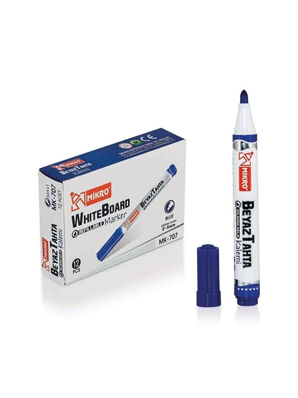 Tahta Kalemi Doldurulabilir Mavi Mk-707m 12 Adet