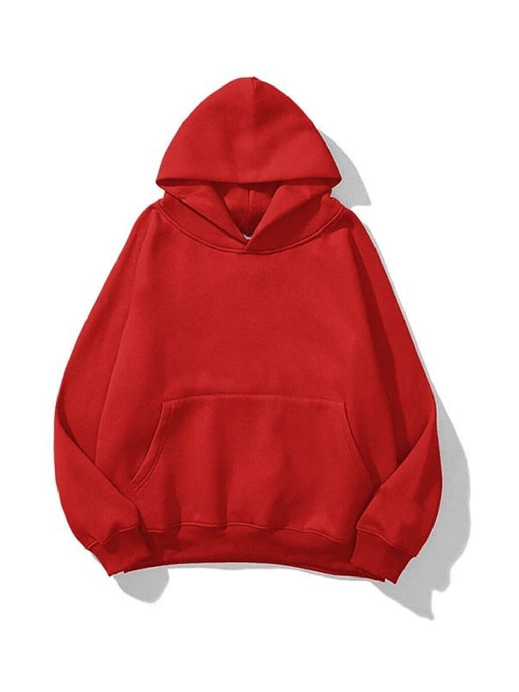 Unisex 3 İplik Kırmızı Basic Sweatshirt Hoodie