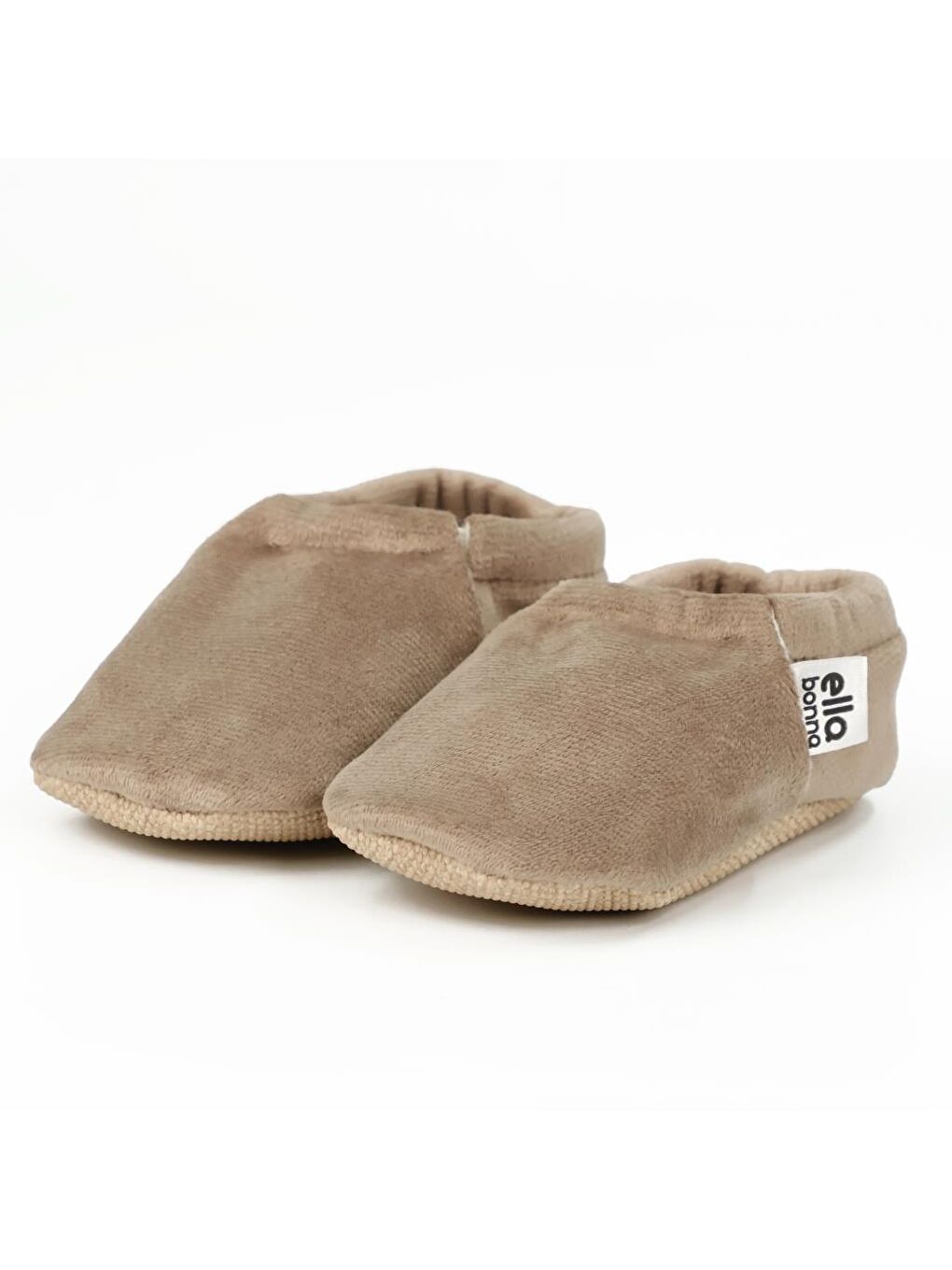 Bej Kadife Bebek Patiği, Kaydırmaz Taban, Kreş Ayakkabısı Patik