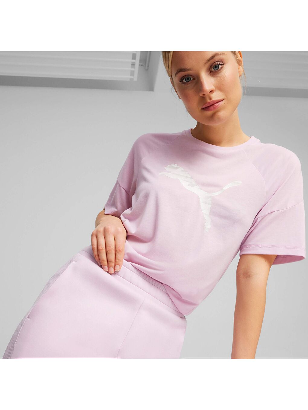 Pembe EVOSTRIPE Kadın Yüksek Eşofman Altı-2