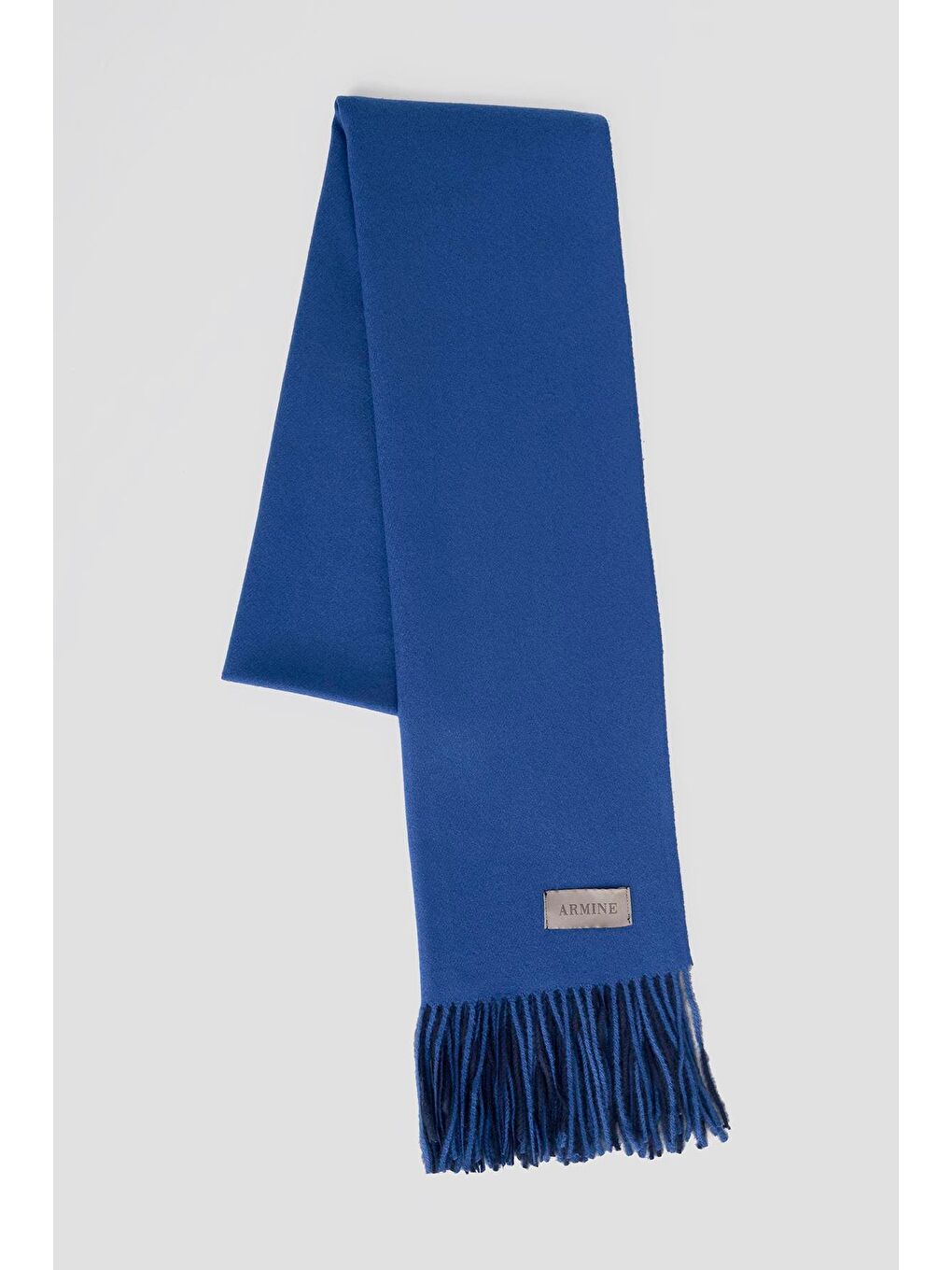 Mavi Püsküllü Akrilik Atkı Saks-3