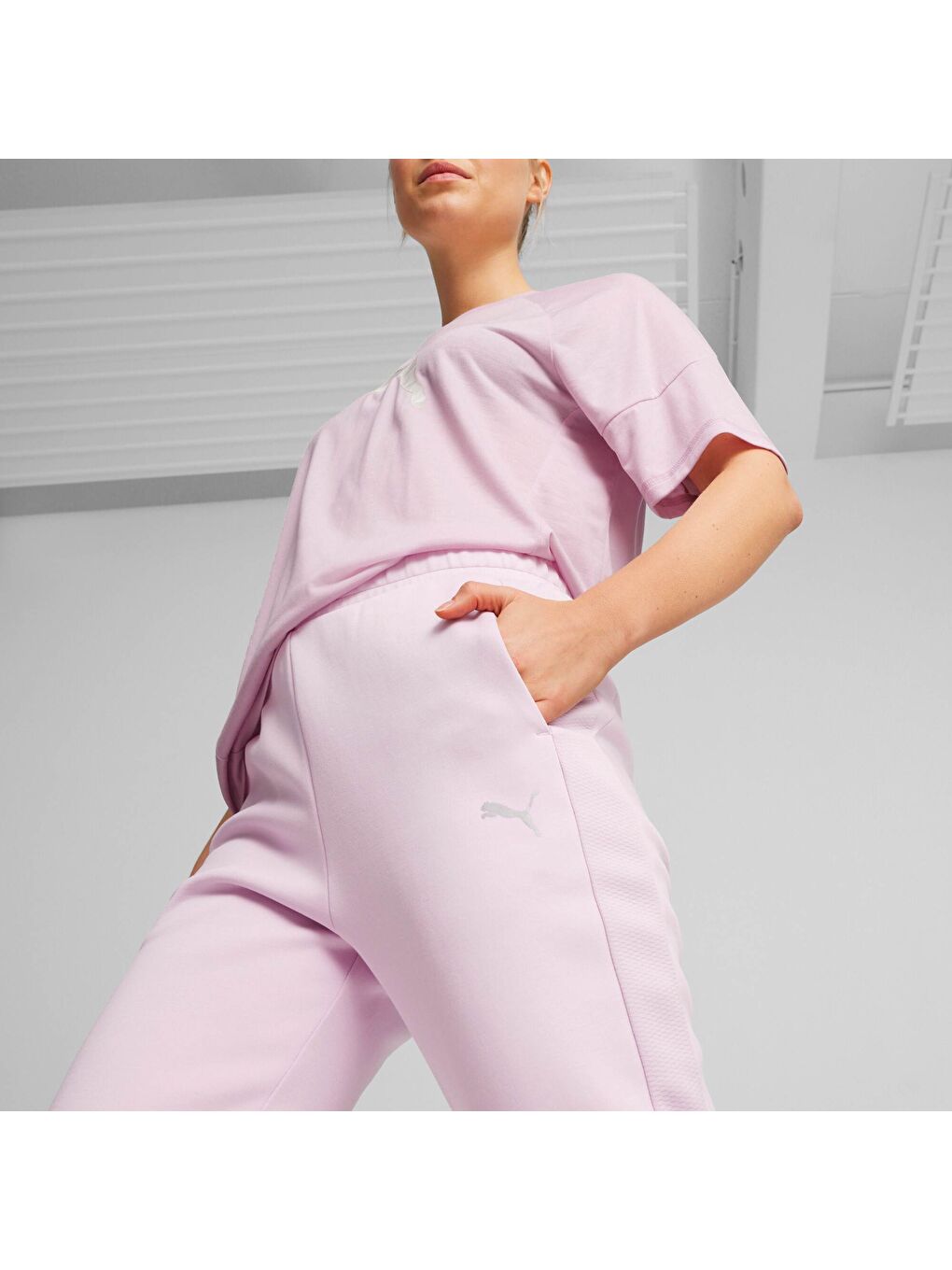 Pembe EVOSTRIPE Kadın Yüksek Eşofman Altı-3