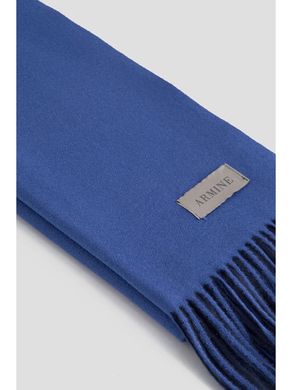 Mavi Püsküllü Akrilik Atkı Saks-4