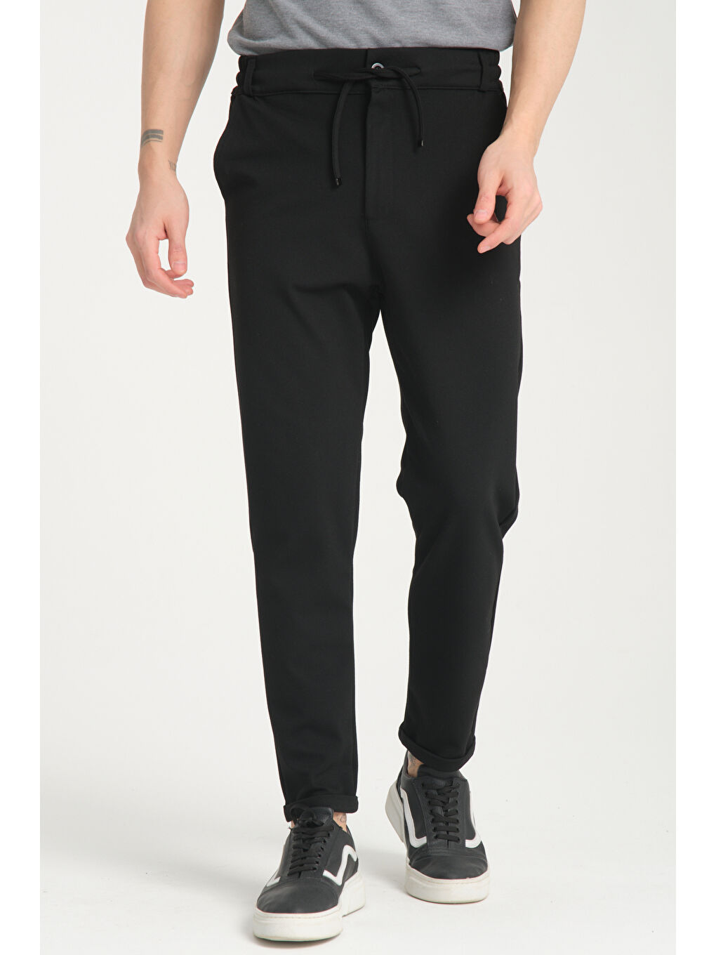 Siyah Duble Paça Diyagonel Erkek Pantolon 3527