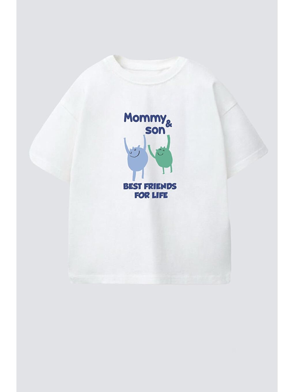 Ekru Erkek Çocuk Pamuklu Bisiklet Yaka Baskılı T-Shirt