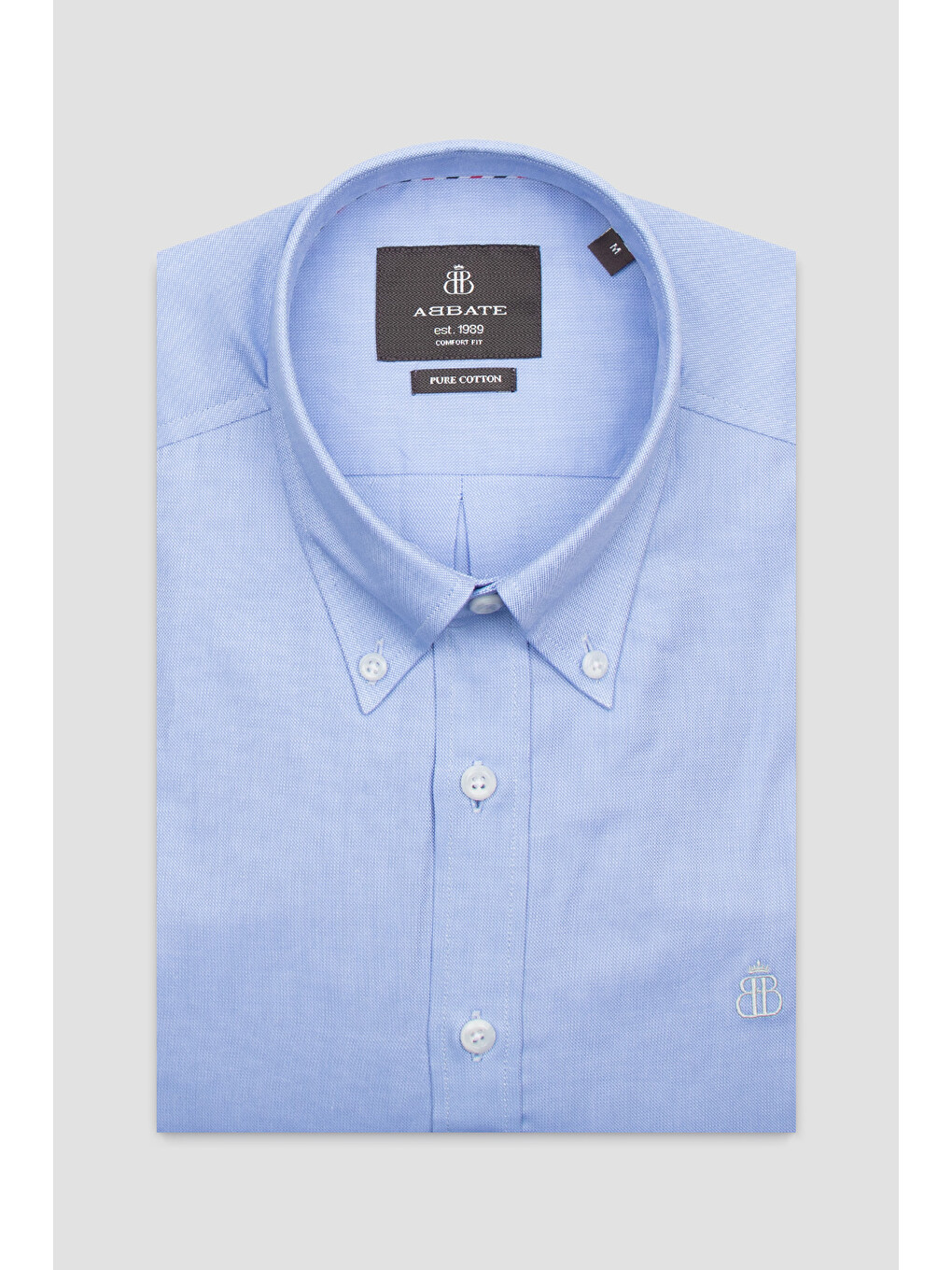 Luca Oxford Pamuklu Comfort Fit Açık Mavi Düğmeli Yaka Erkek Düz Gömlek-4