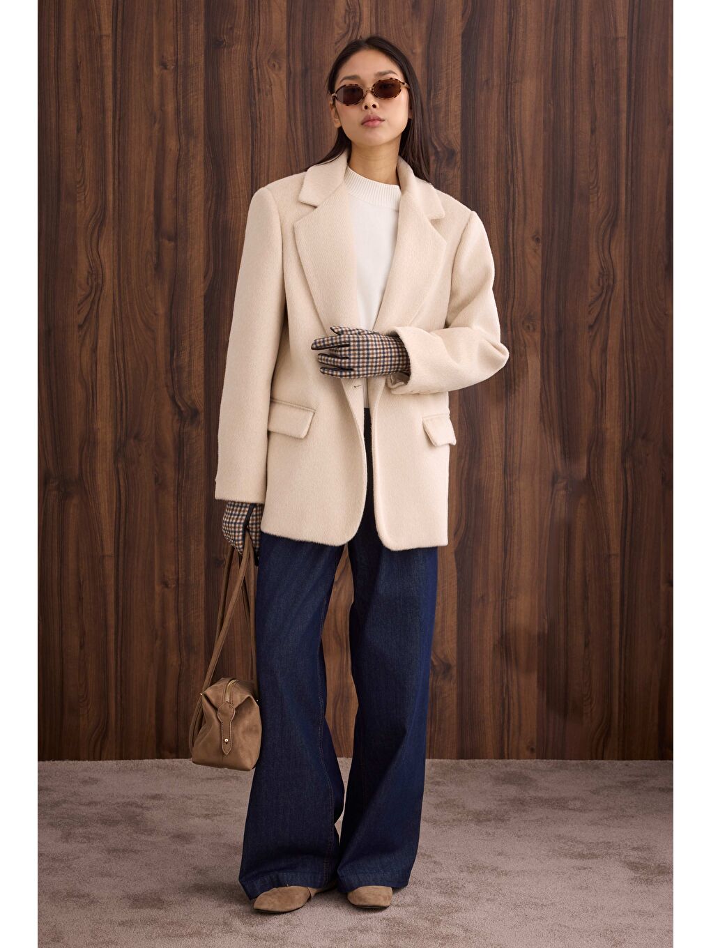 Beyaz Blazer Kaban Kemik-2