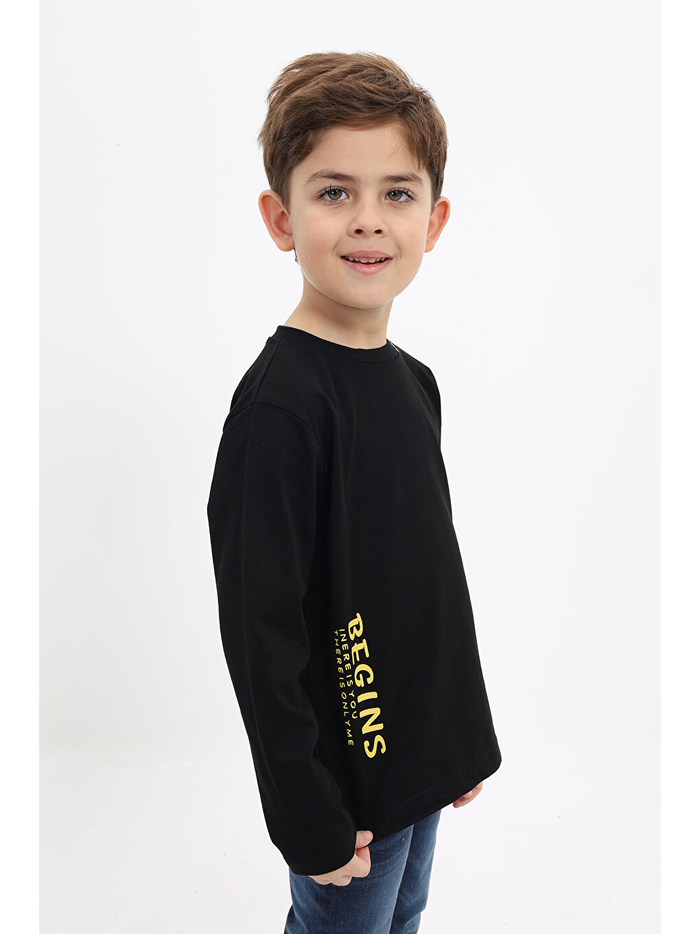 Siyah Erkek Çocuk Baskılı Tişört-1