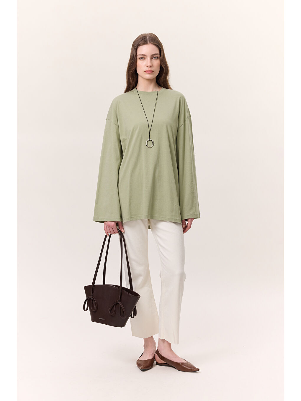 Geniş Kol Oversıze Tshırt Çağla Yeşili-2