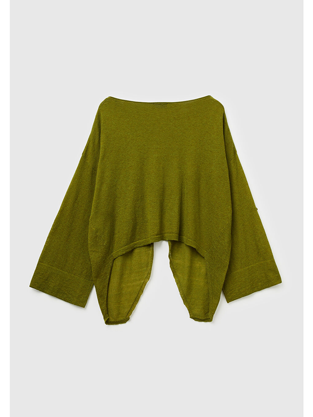 Kadın Haki Yeşili Alpaka ve Yün Karışımlı Düğme Detaylı Beli Bağlamalı Kazak-3