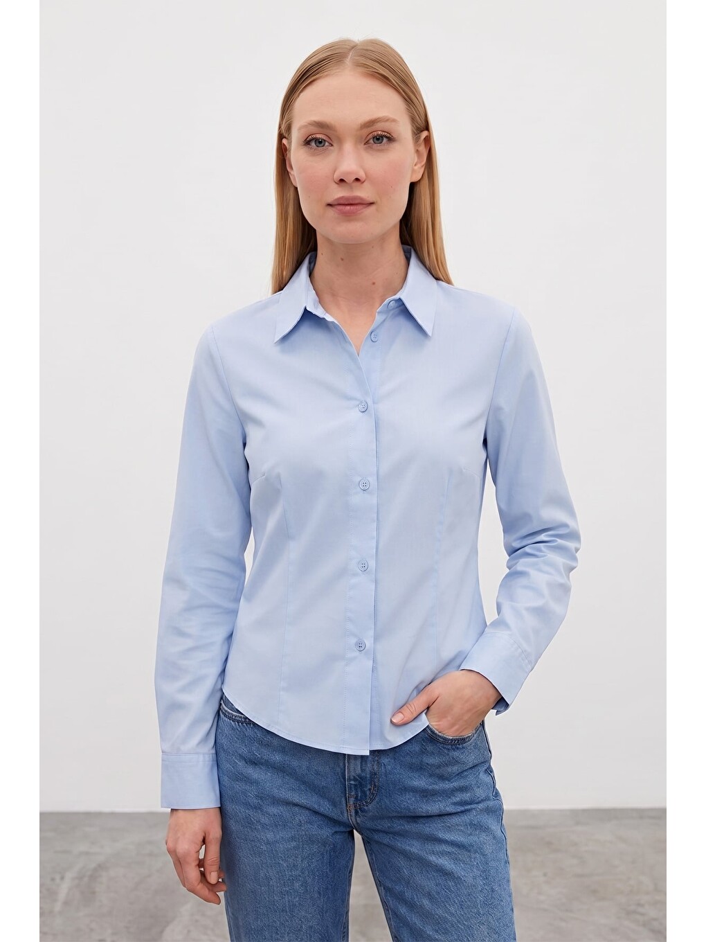 Mavi Basic Pensli Slim Fit Gömlek-1