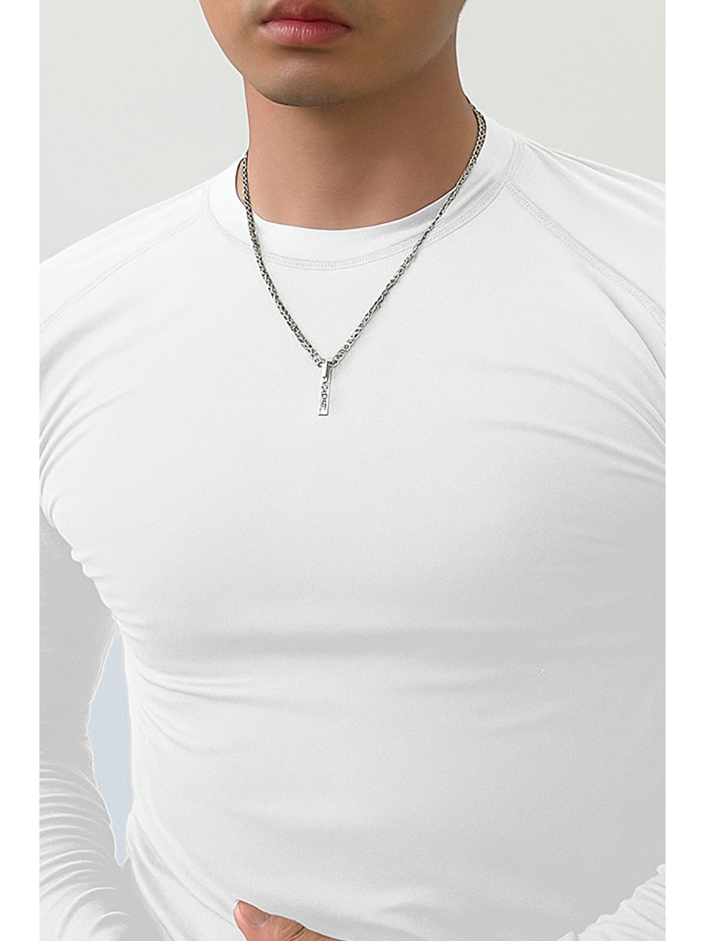 Erkek Beyaz Uzun Kollu Basic T-shirt-2