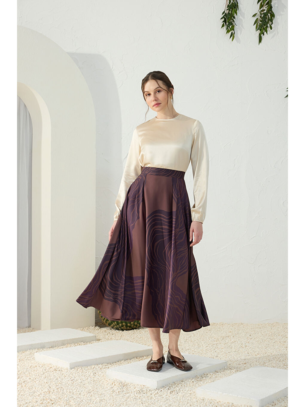 Kahverengi Desenli Etek-1