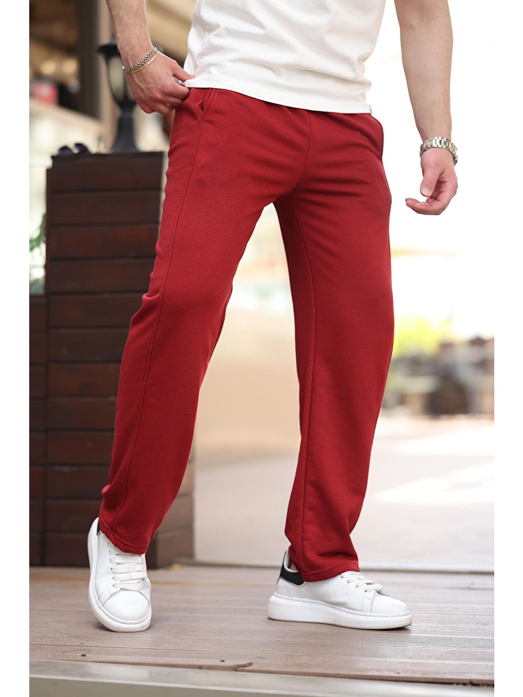 Bordo Rahat Kesim Erkek Eşofman Altı E6560