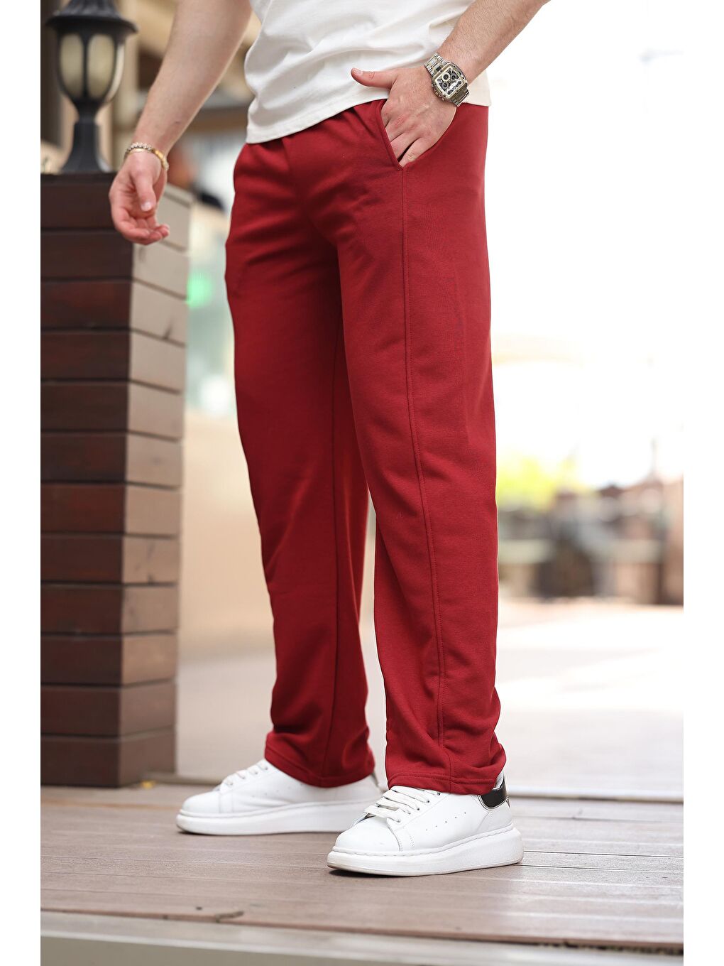 Bordo Rahat Kesim Erkek Eşofman Altı E6560-1