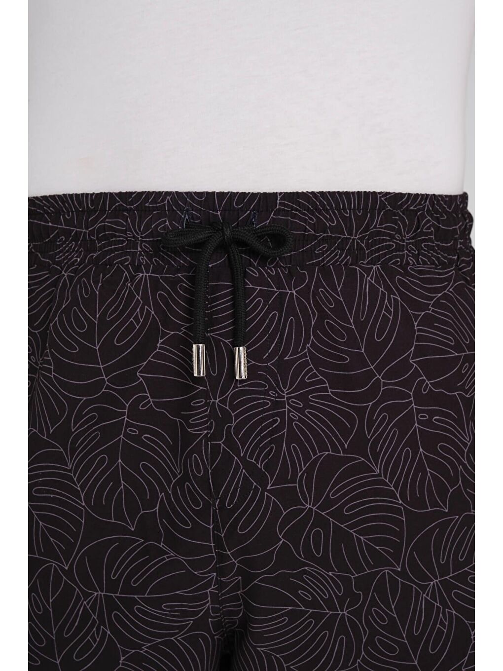 Kahverengi Desenli Siyah Uzun Erkek Havuz Ve Deniz Şortu 2421-4