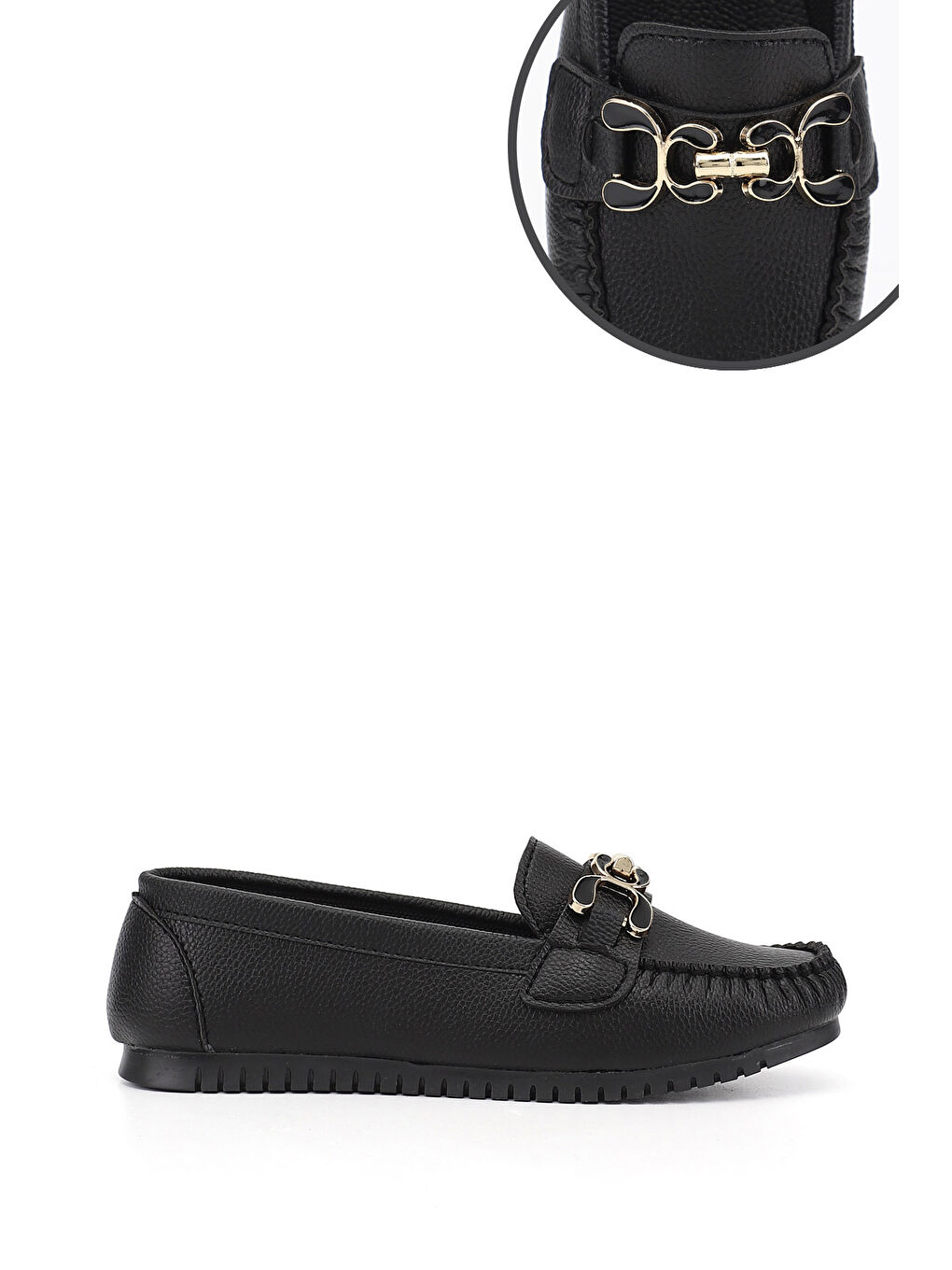 Siyah Kadın SİYAH Düz Taban Tokalı Babet-2