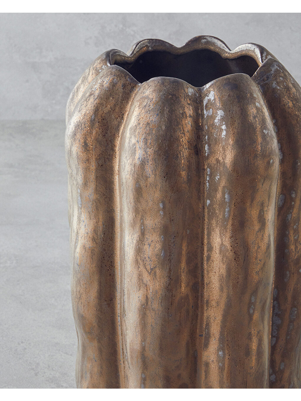 Sarı Troya Seramik Vazo 27 cm Bronz-1