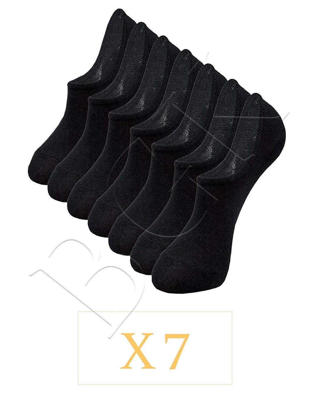 Siyah Unisex 7'li Görünmez Spor Ayakkabı Çorabı