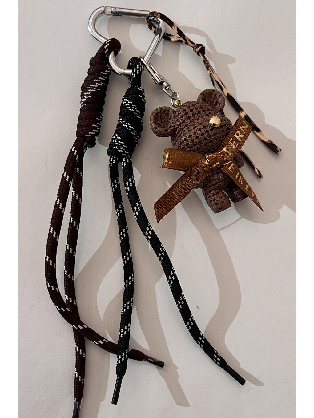 Kahverengi Deri Teddy Bear Anahtarlık Çanta Süsü-2
