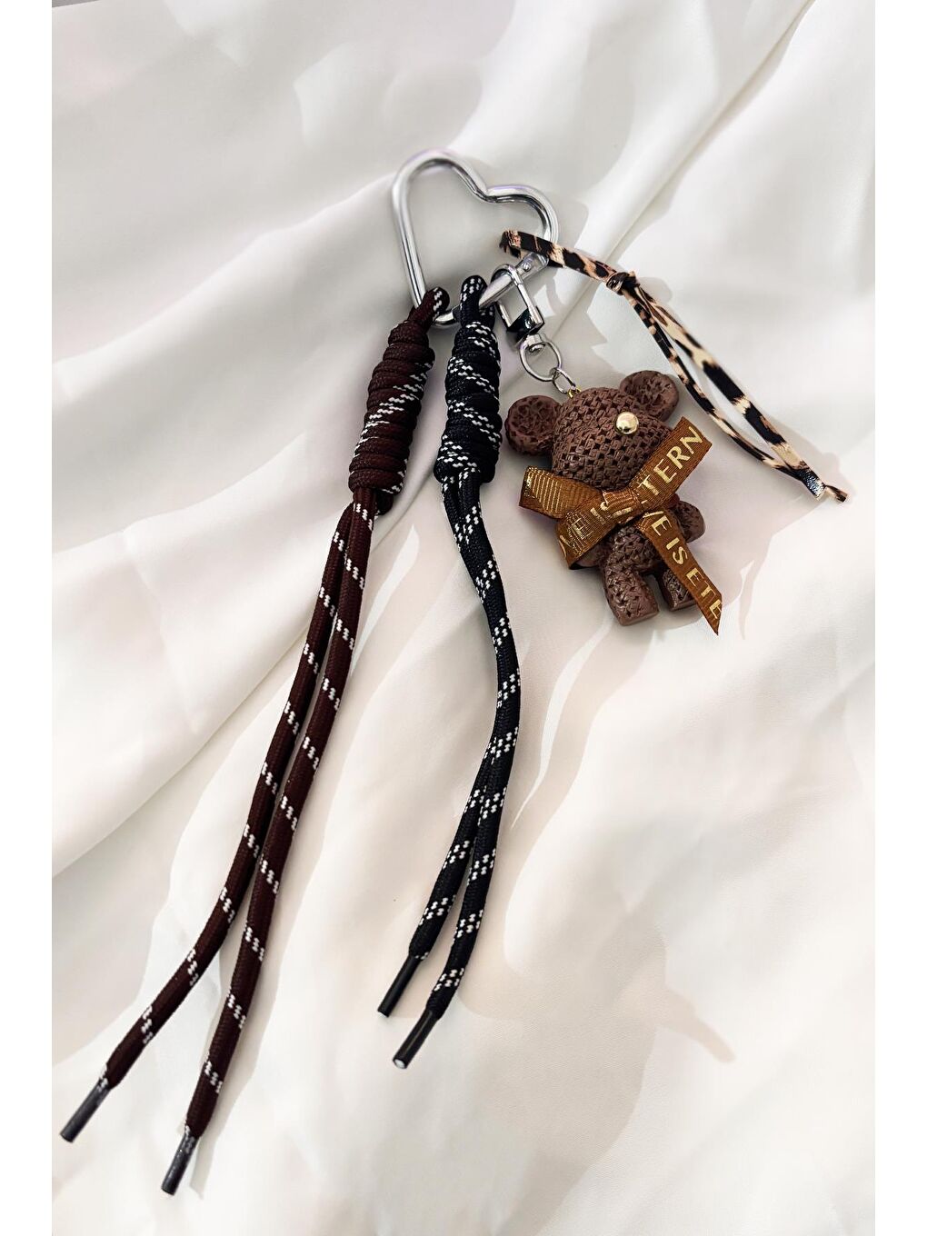 Kahverengi Deri Teddy Bear Anahtarlık Çanta Süsü-4