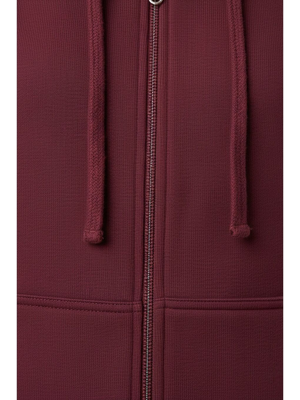 Bordo Kadın Sıfır Kol Kapüşonlu Hırka ve Uzun Kollu Tişört Takımı-4