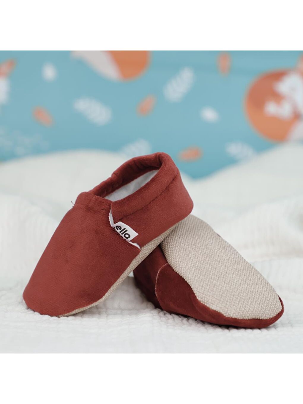 Kahverengi Kadife Bebek Patiği, Kaydırmaz Taban, Kreş Ayakkabısı Patik-6