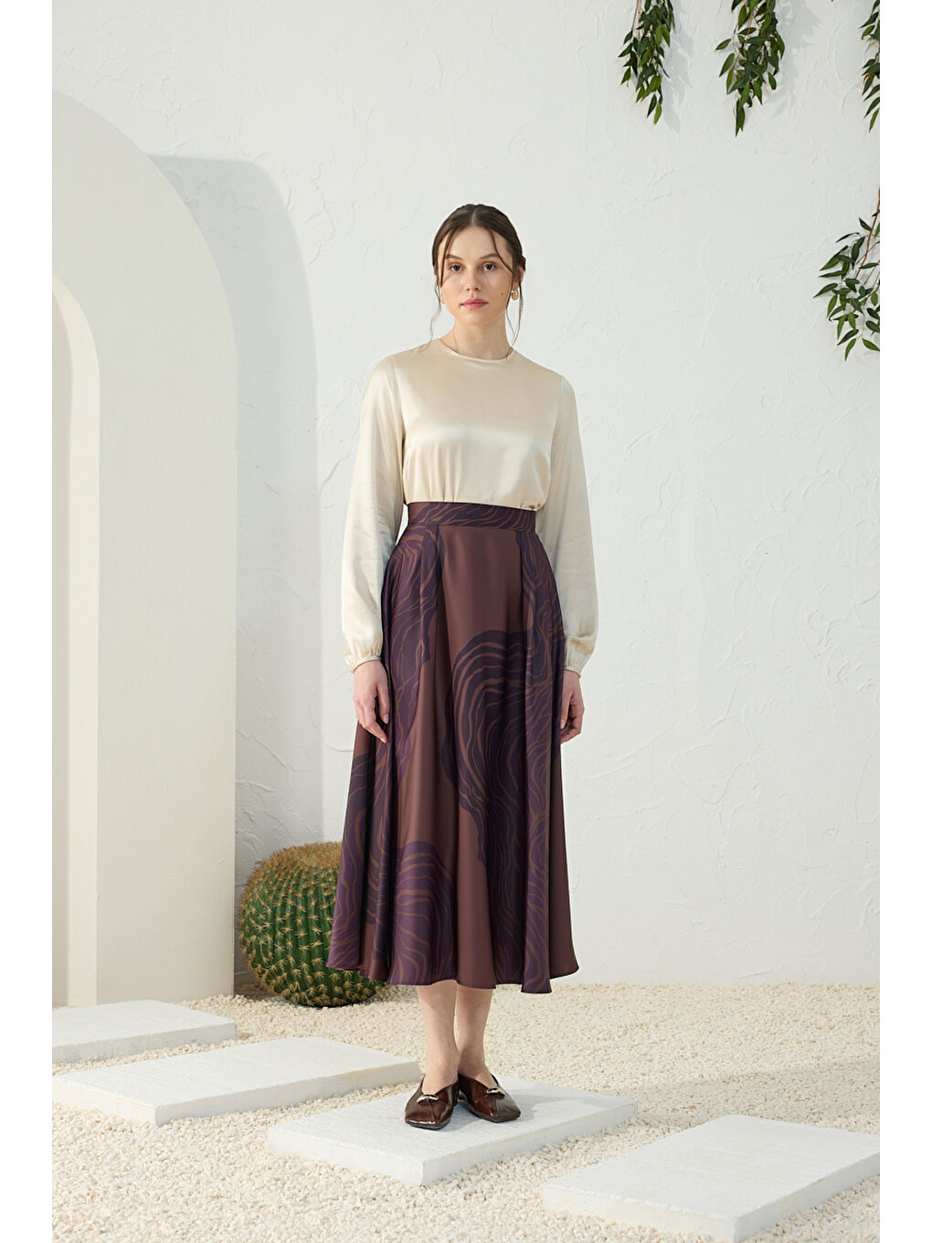 Kahverengi Desenli Etek-2
