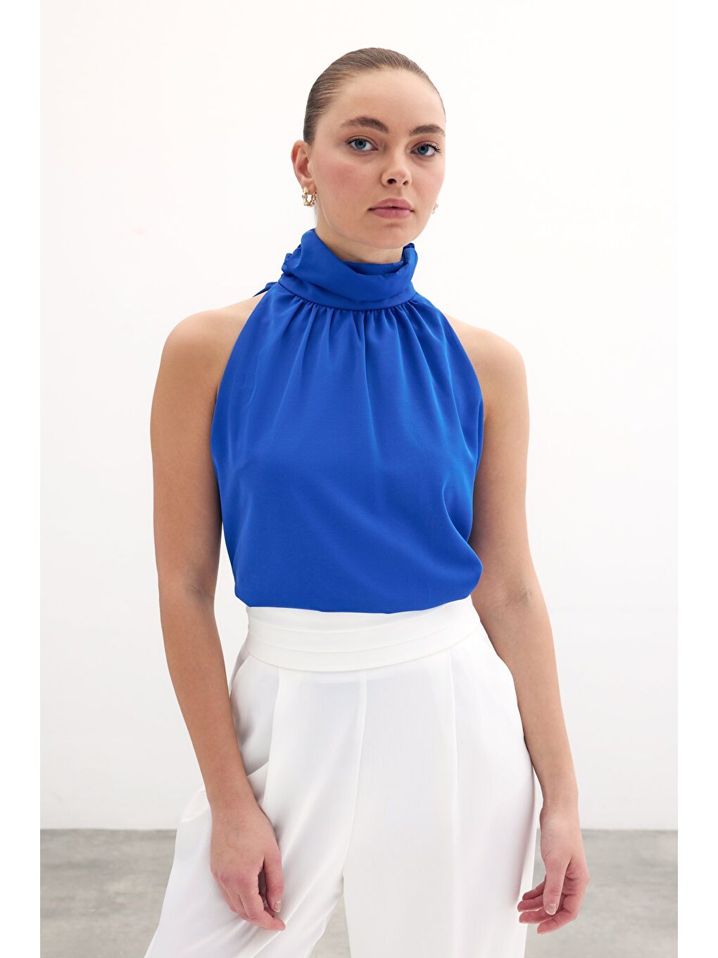 Kolsuz Salaş Bluz - Sax Mavi-1