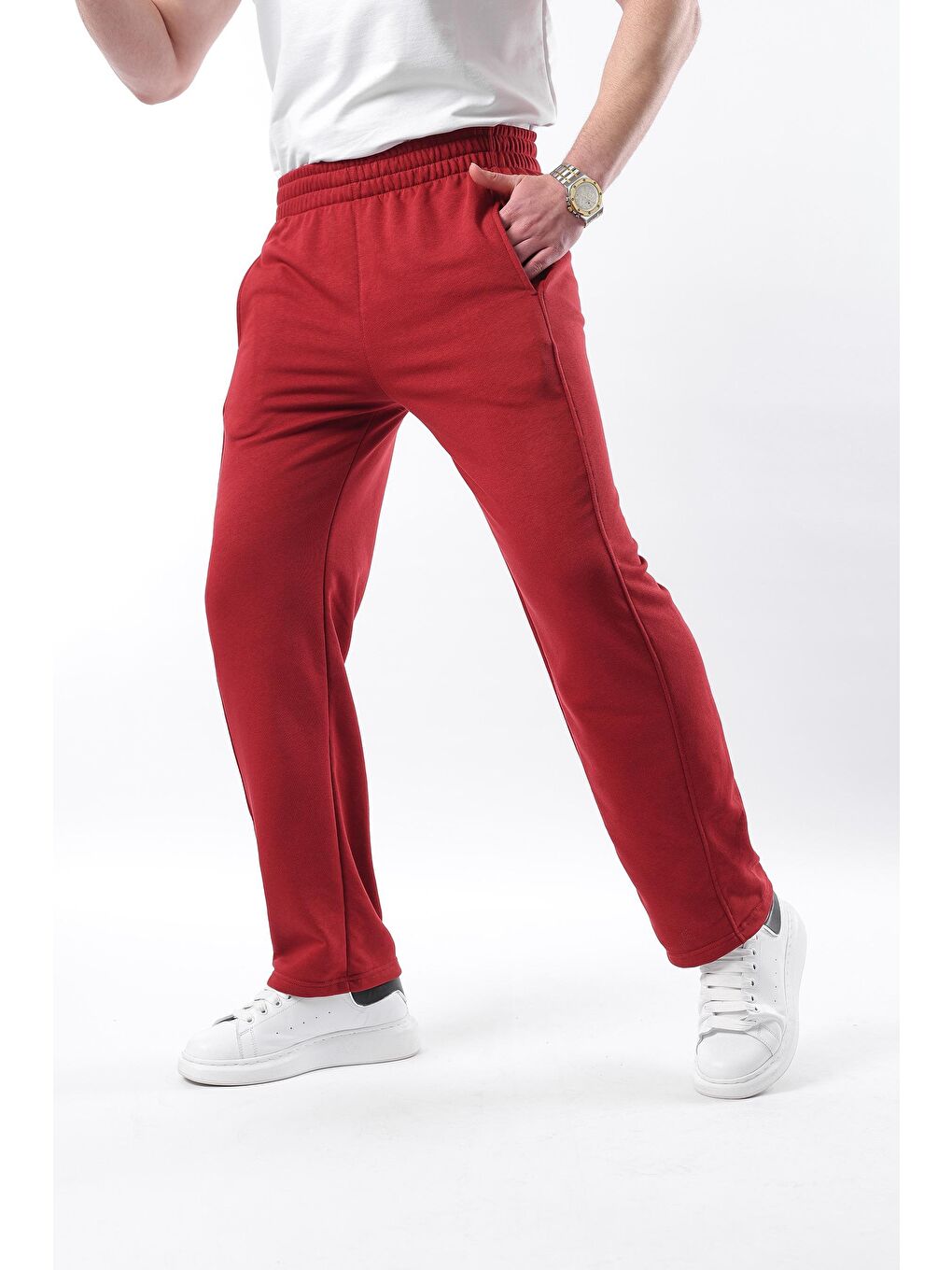 Bordo Rahat Kesim Erkek Eşofman Altı E6560-4