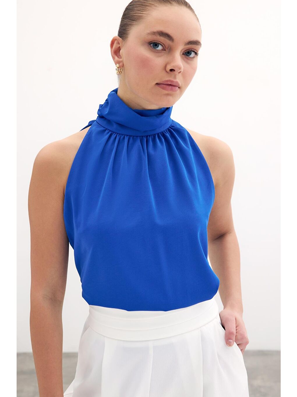 Kolsuz Salaş Bluz - Sax Mavi-2