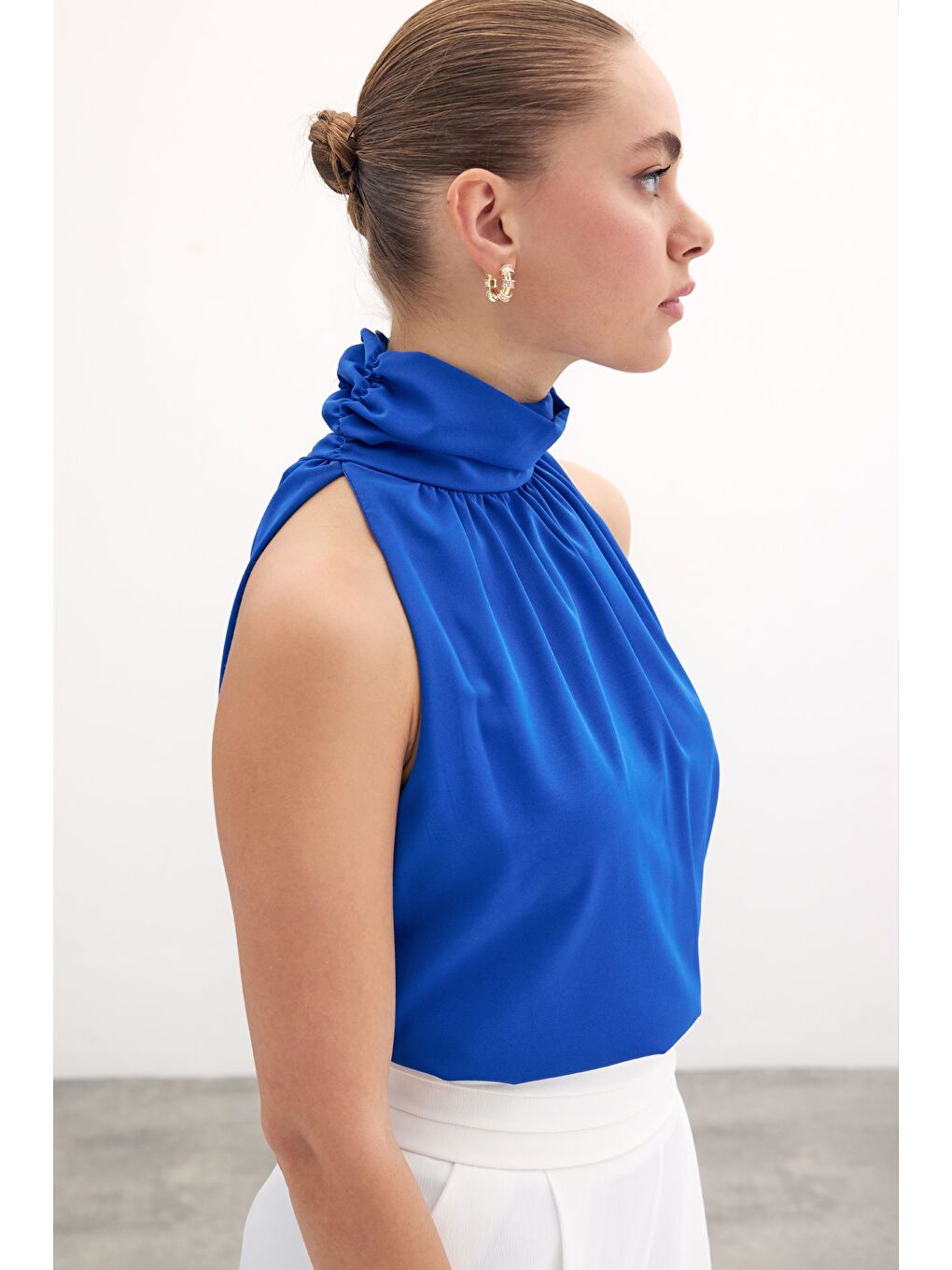 Kolsuz Salaş Bluz - Sax Mavi-3