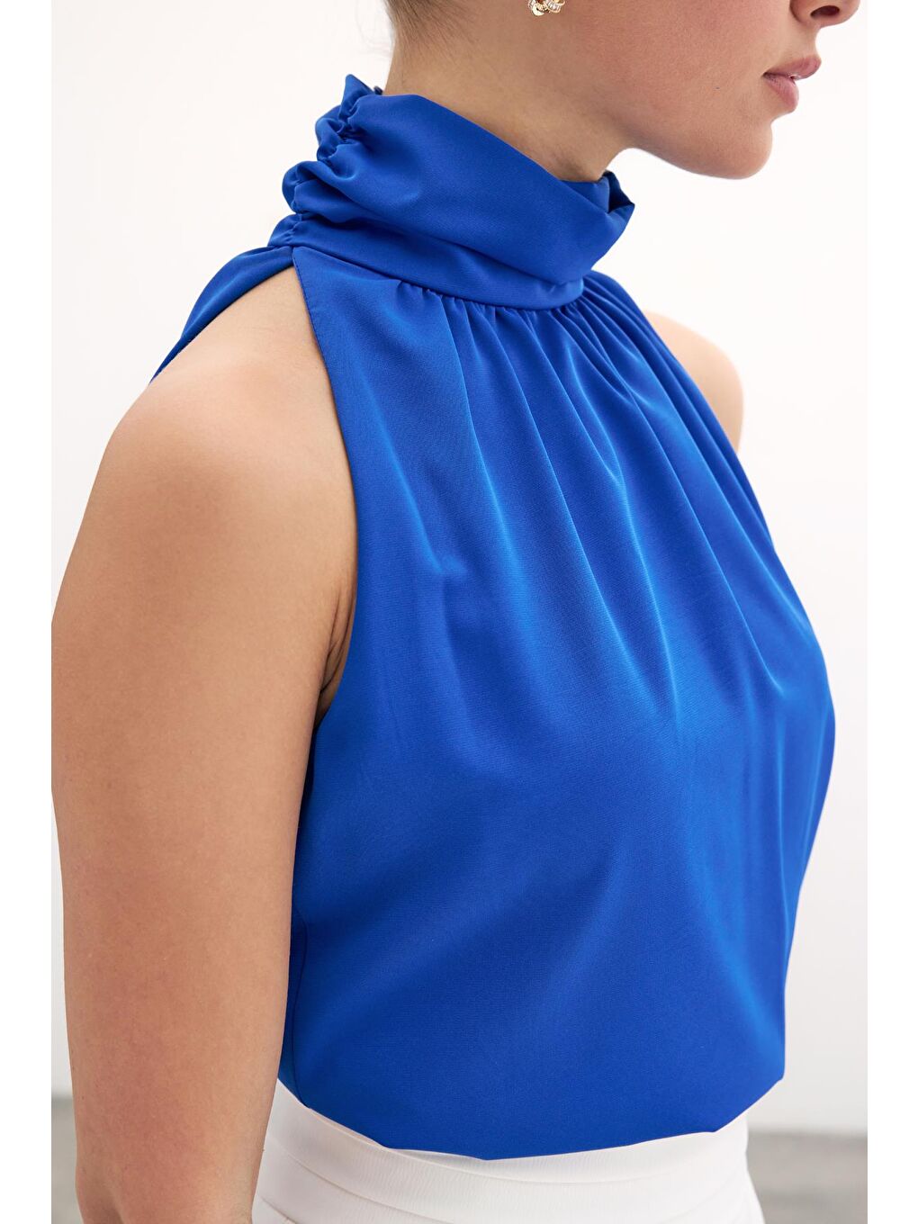 Kolsuz Salaş Bluz - Sax Mavi-4