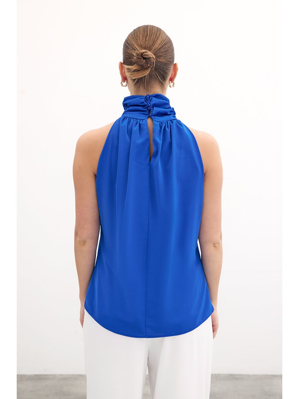 Kolsuz Salaş Bluz - Sax Mavi-5