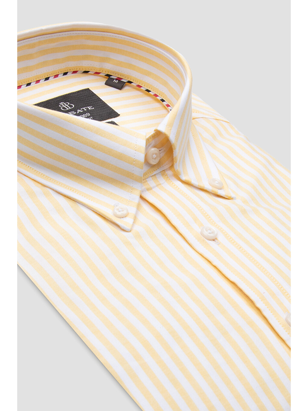Luca Oxford Pamuklu Comfort Fit Sarı Düğmeli Yaka Erkek Çizgili Gömlek-3