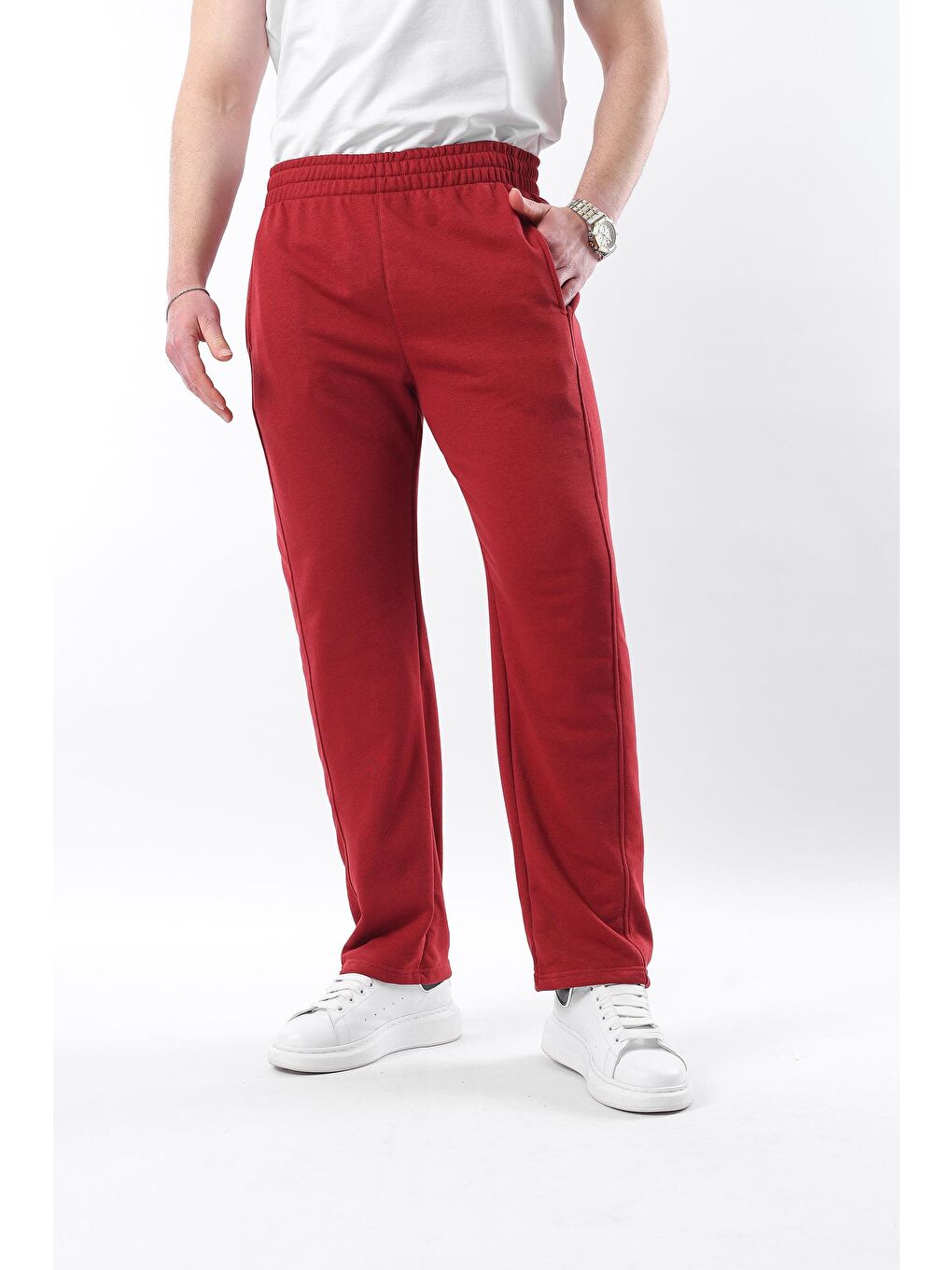 Bordo Rahat Kesim Erkek Eşofman Altı E6560-5