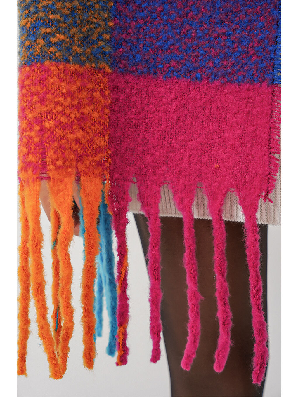 Kadın Yumuşak Dokulu Kalın Şal Atkı 15951 - Fuşya-5