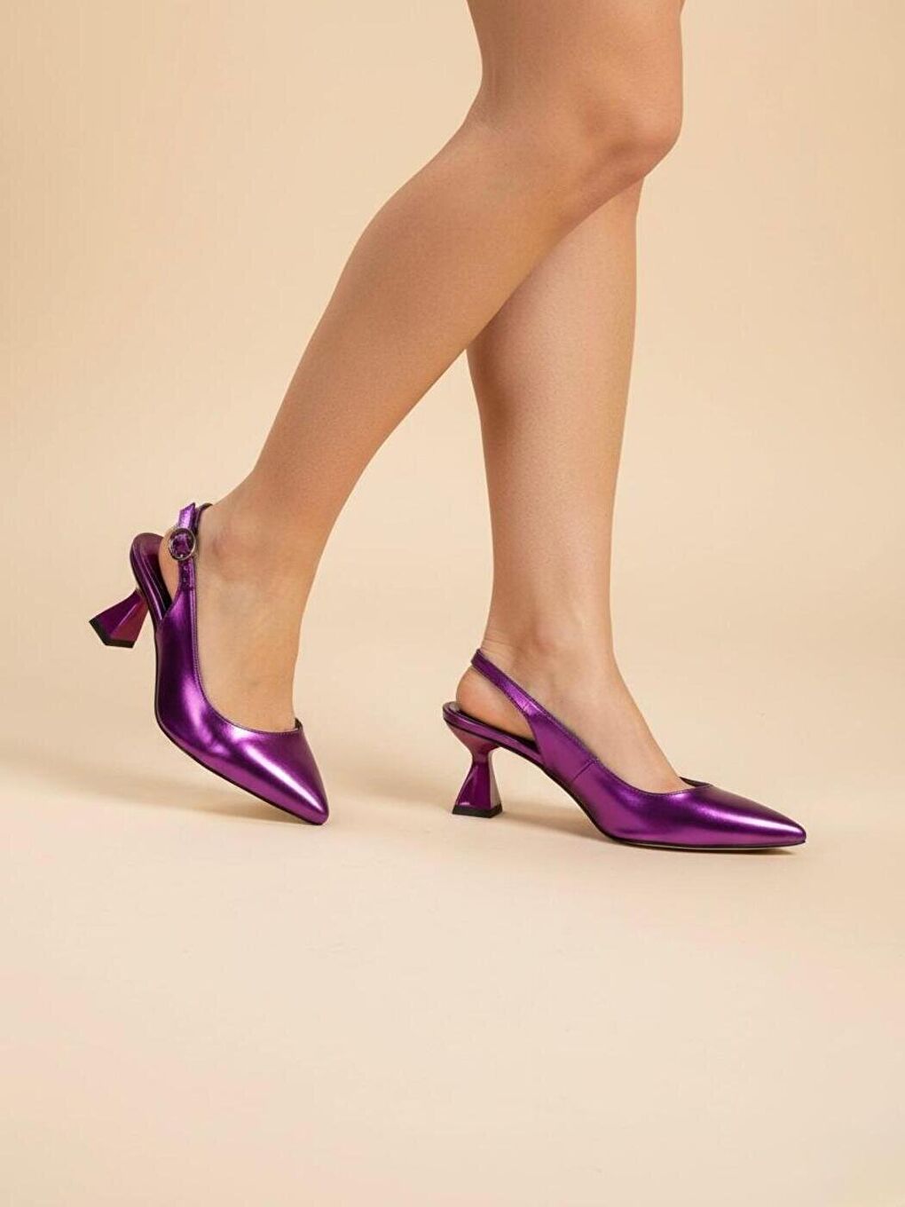 Kadın Harmony Metalik Mor Topuklu Ayakkabı