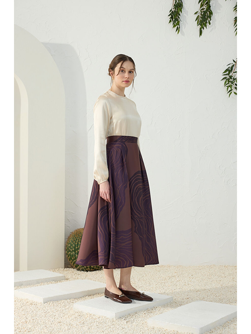 Kahverengi Desenli Etek-3