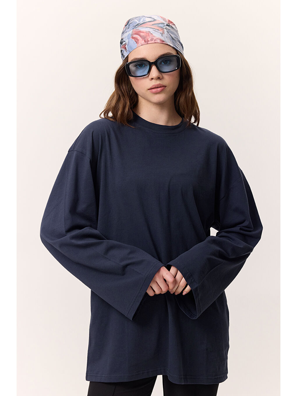 Geniş Kol Oversıze Tshırt Lacivert-2