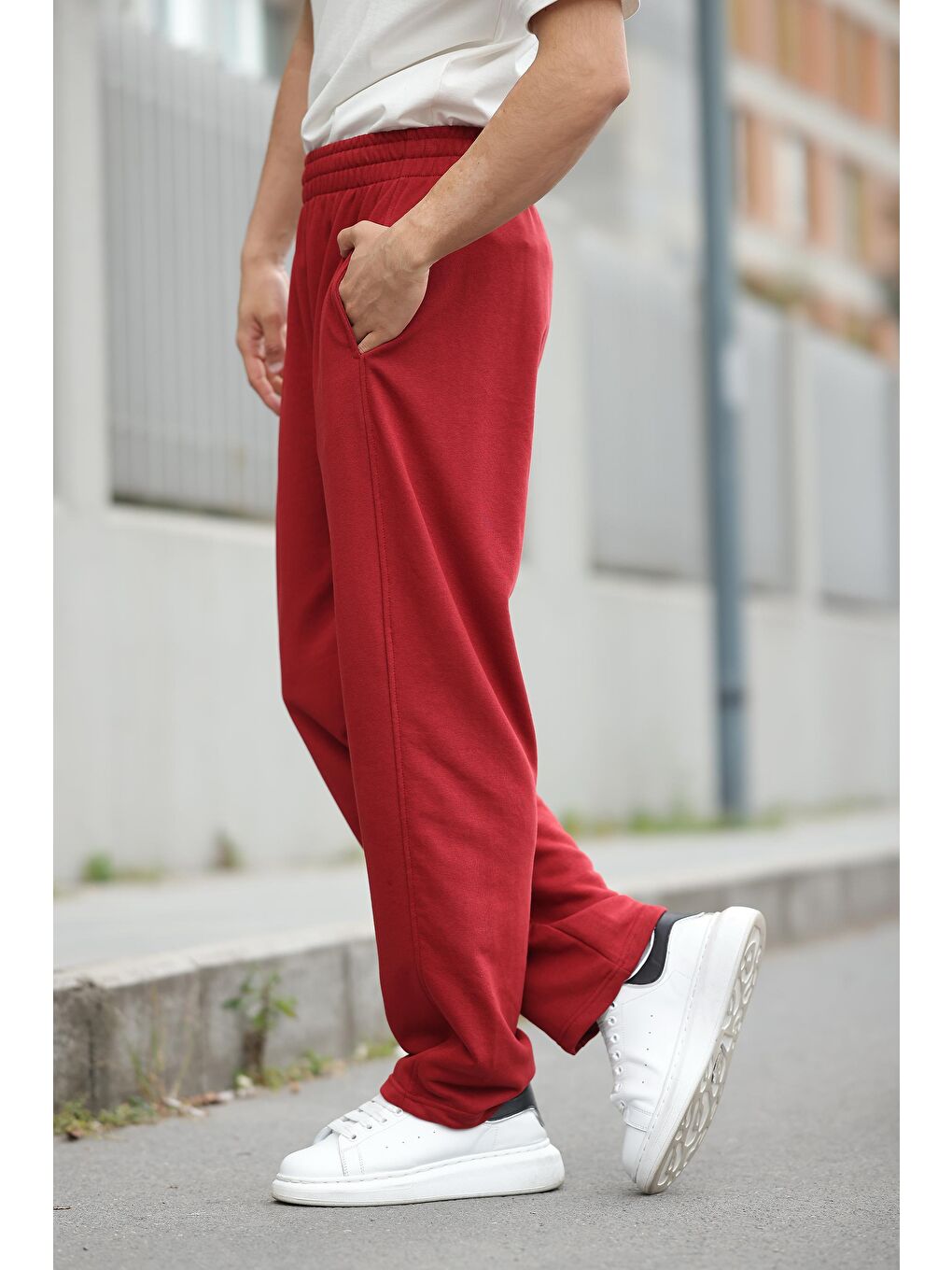 Bordo Rahat Kesim Erkek Eşofman Altı E6560-9