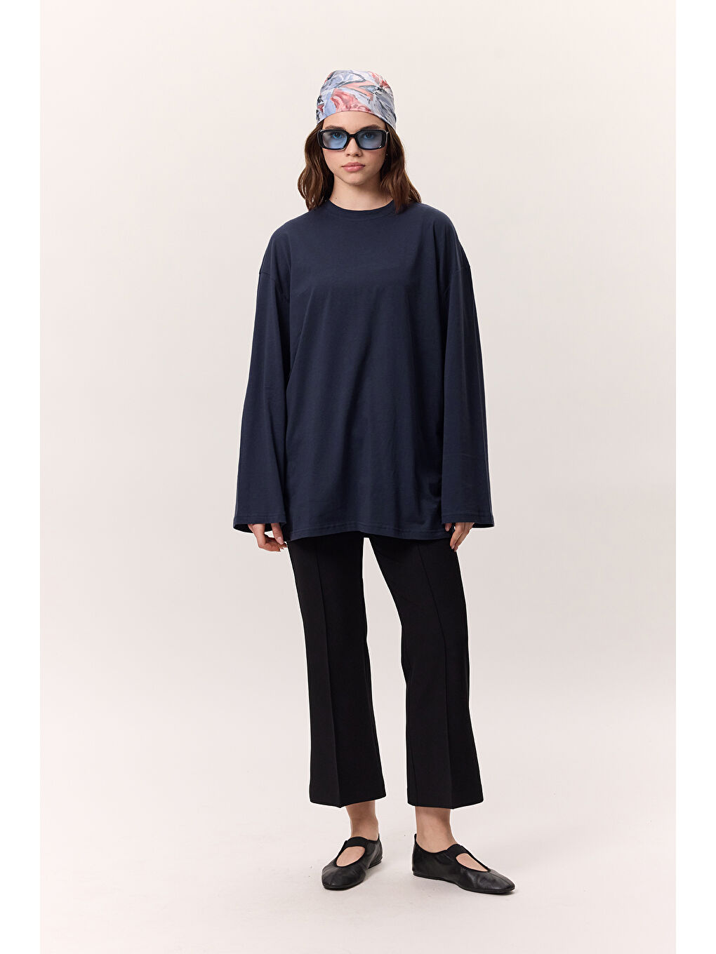Geniş Kol Oversıze Tshırt Lacivert-3