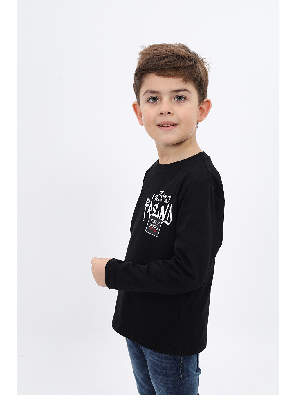 Siyah Erkek Çocuk Baskılı Tişört-1