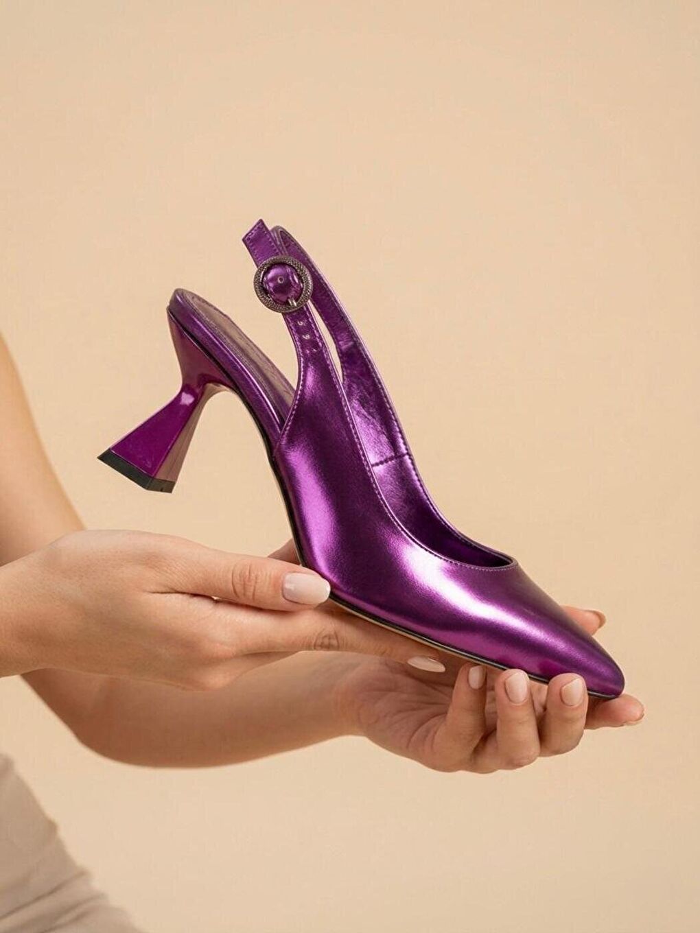 Kadın Harmony Metalik Mor Topuklu Ayakkabı-2