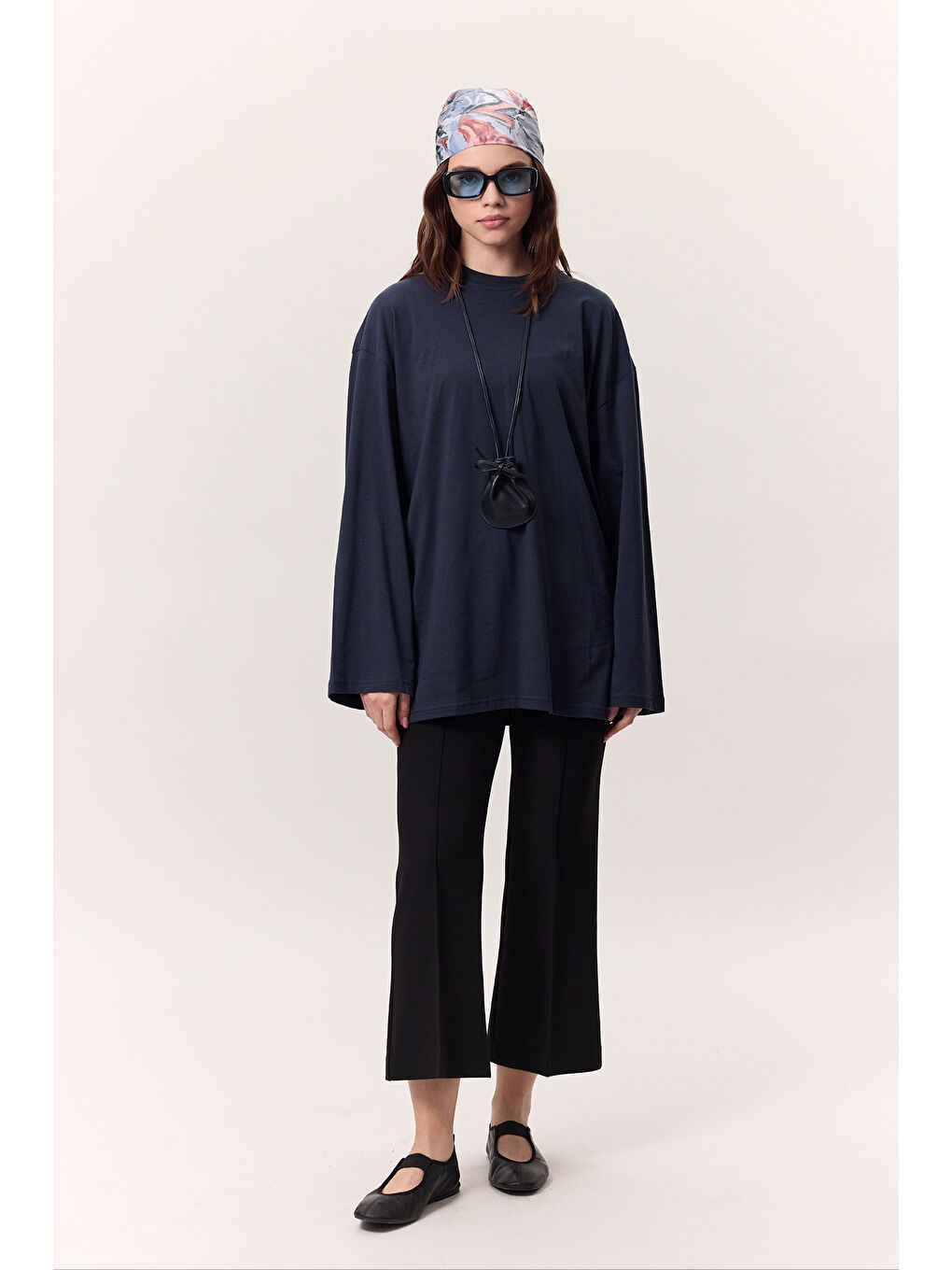 Geniş Kol Oversıze Tshırt Lacivert-4